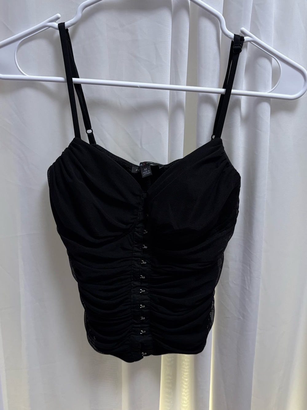 Moa Moa Black Ruched Hook-Front Crop Cami